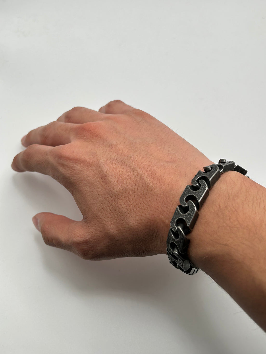 316L Stainless Steel Rough Puzzle Link Bracelet 13mm