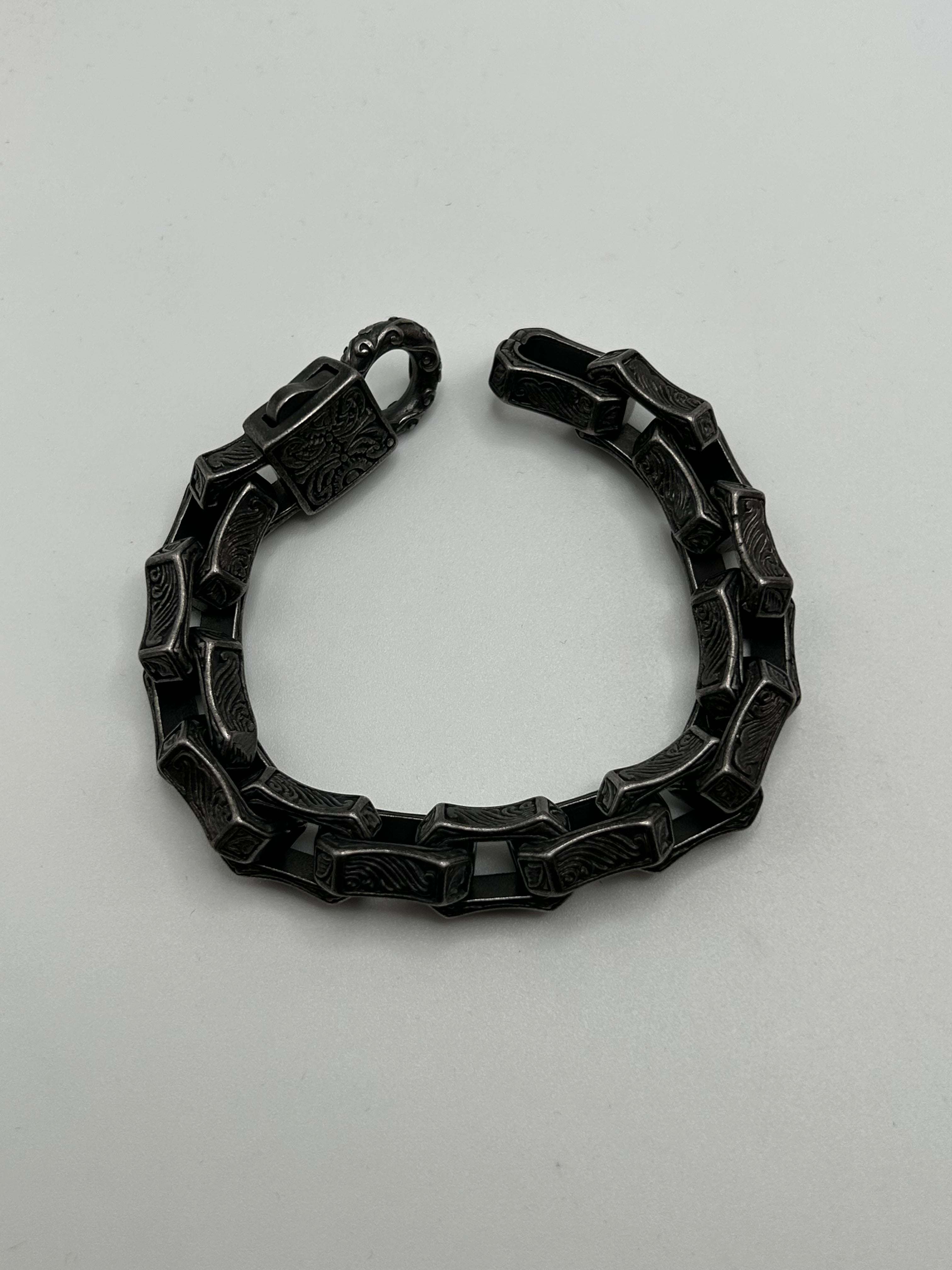 316L Stainless Steel Engraved Bar Link Bracelet - 13mm