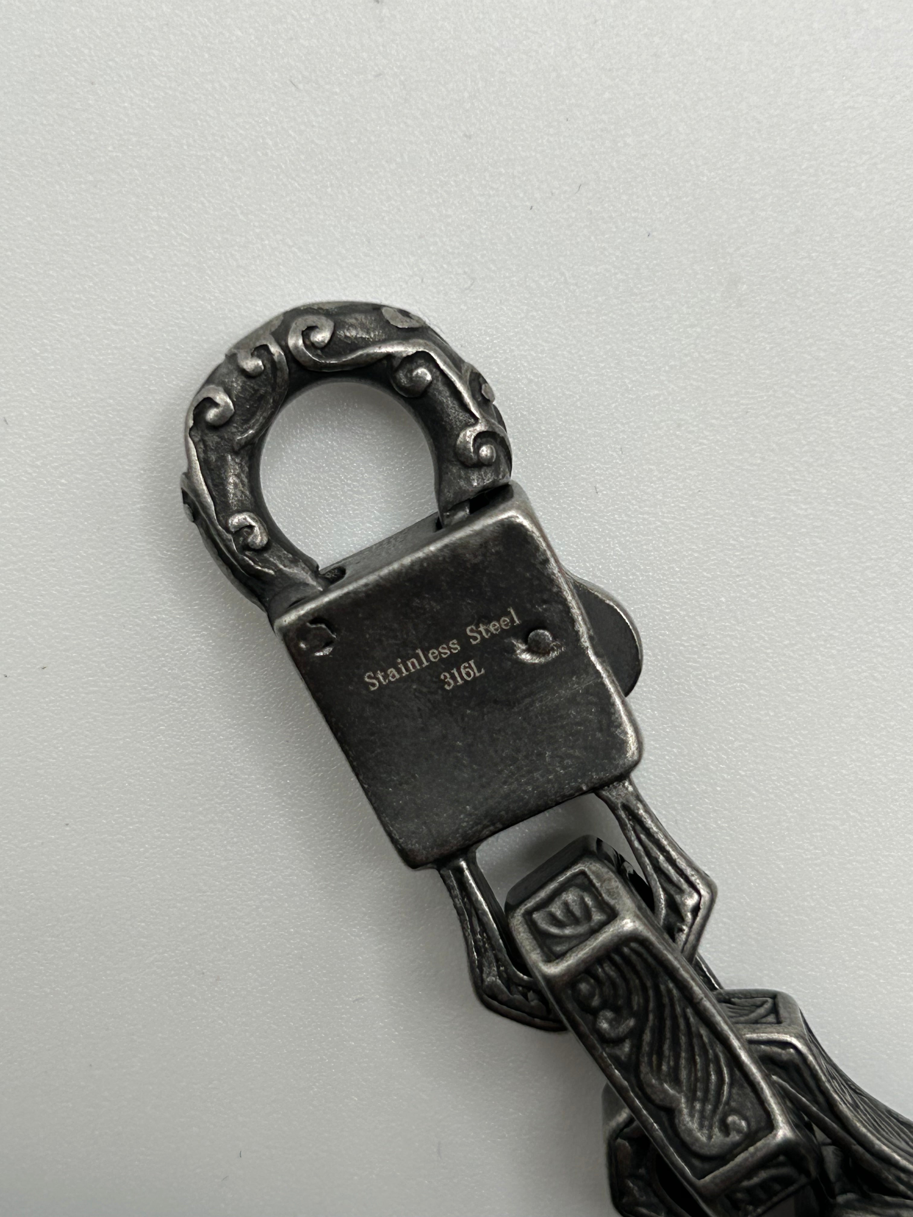 316L Stainless Steel Engraved Bar Link Bracelet - 13mm