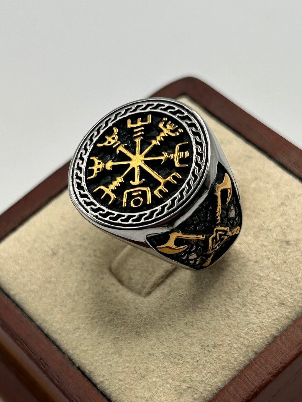 316L Stainless Steel Circle Vegvísir Ring - Relic Series