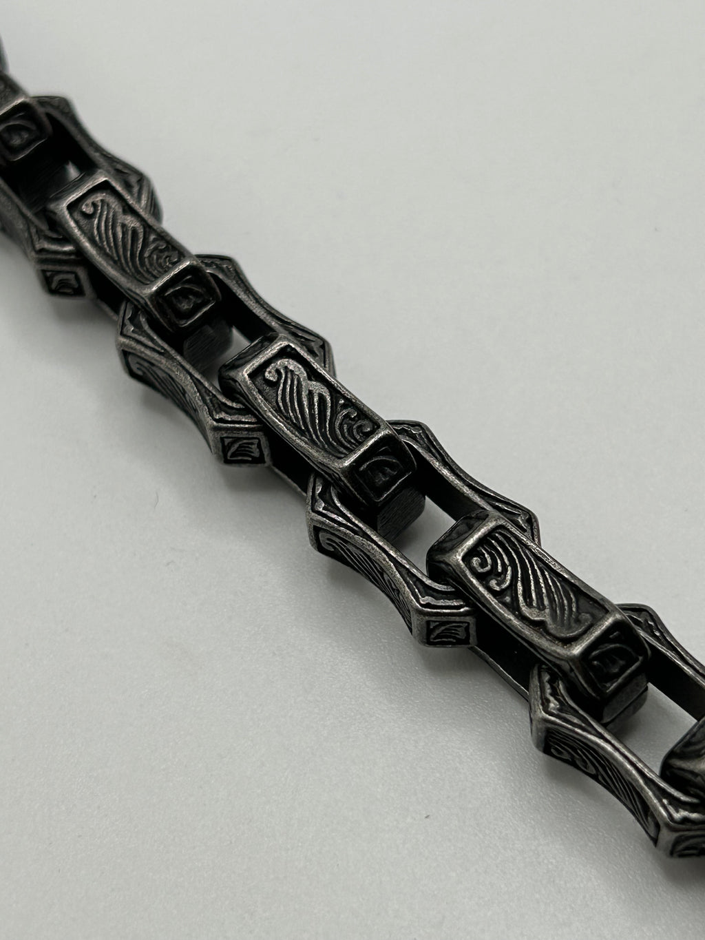 316L Stainless Steel Engraved Bar Link Bracelet - 13mm