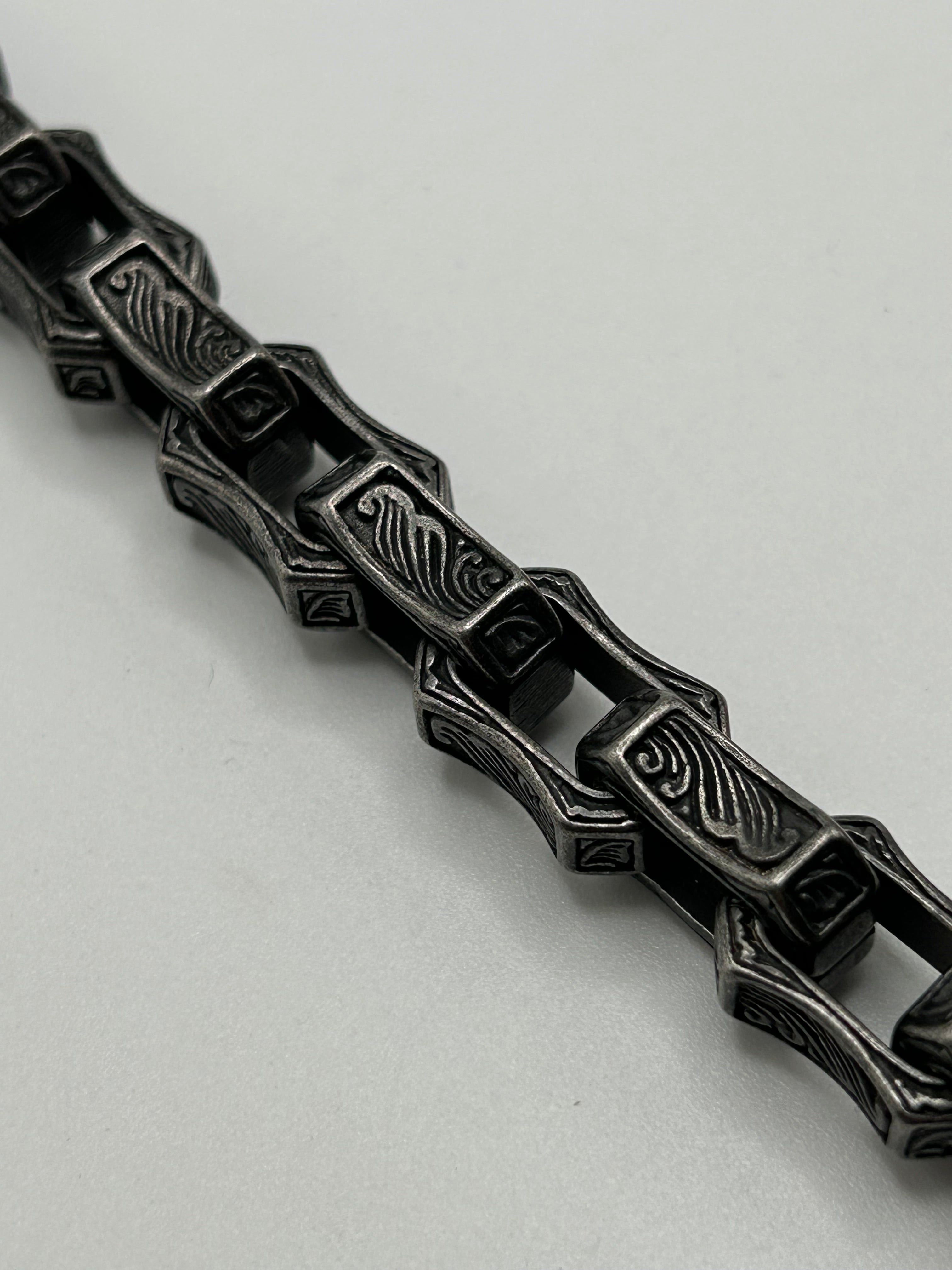316L Stainless Steel Engraved Bar Link Bracelet - 13mm