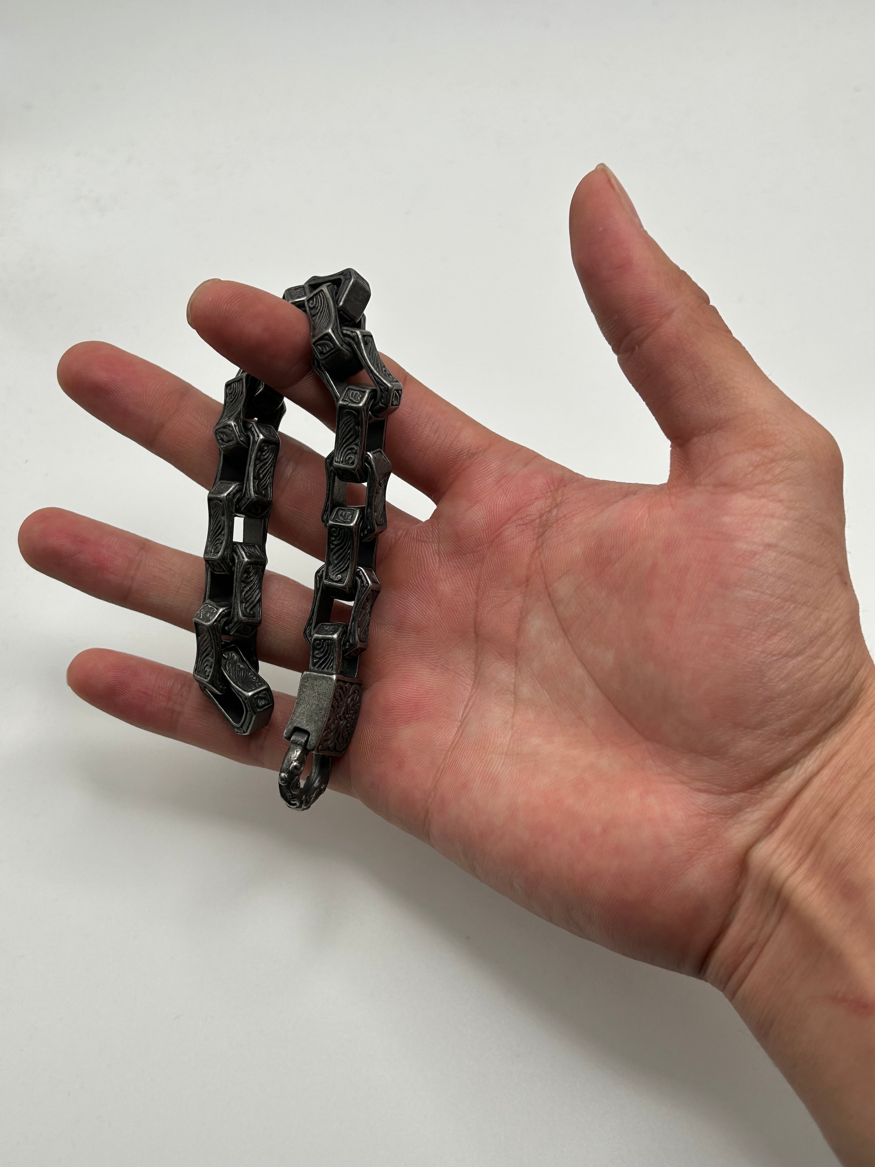 316L Stainless Steel Engraved Bar Link Bracelet - 13mm