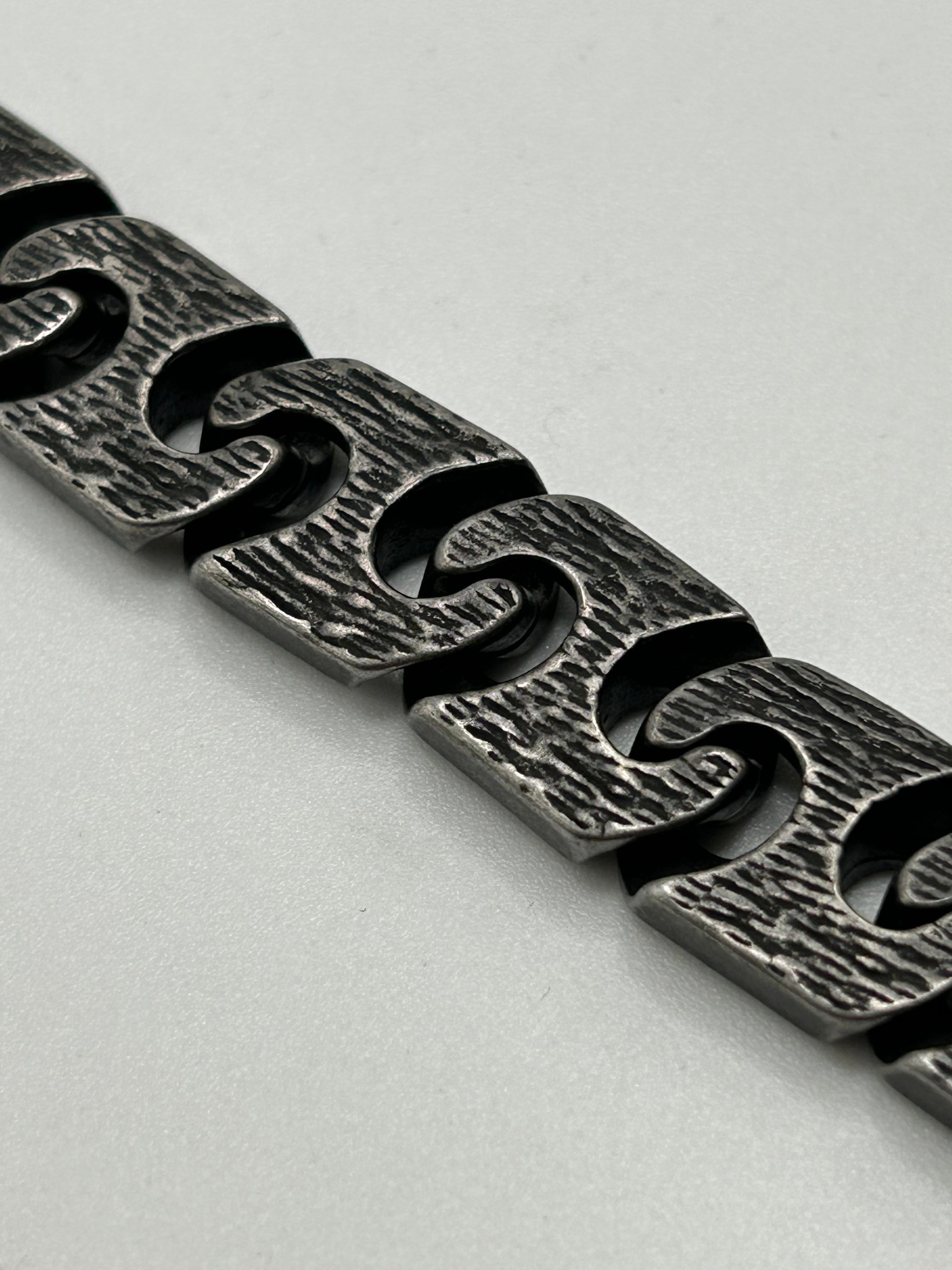 316L Stainless Steel Rough Puzzle Link Bracelet 13mm