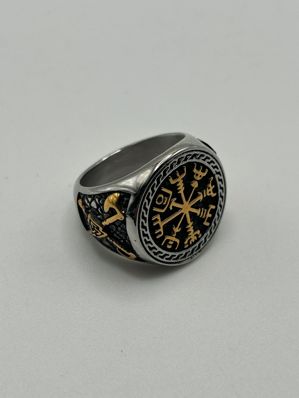 316L Stainless Steel Circle Vegvísir Ring - Relic Series