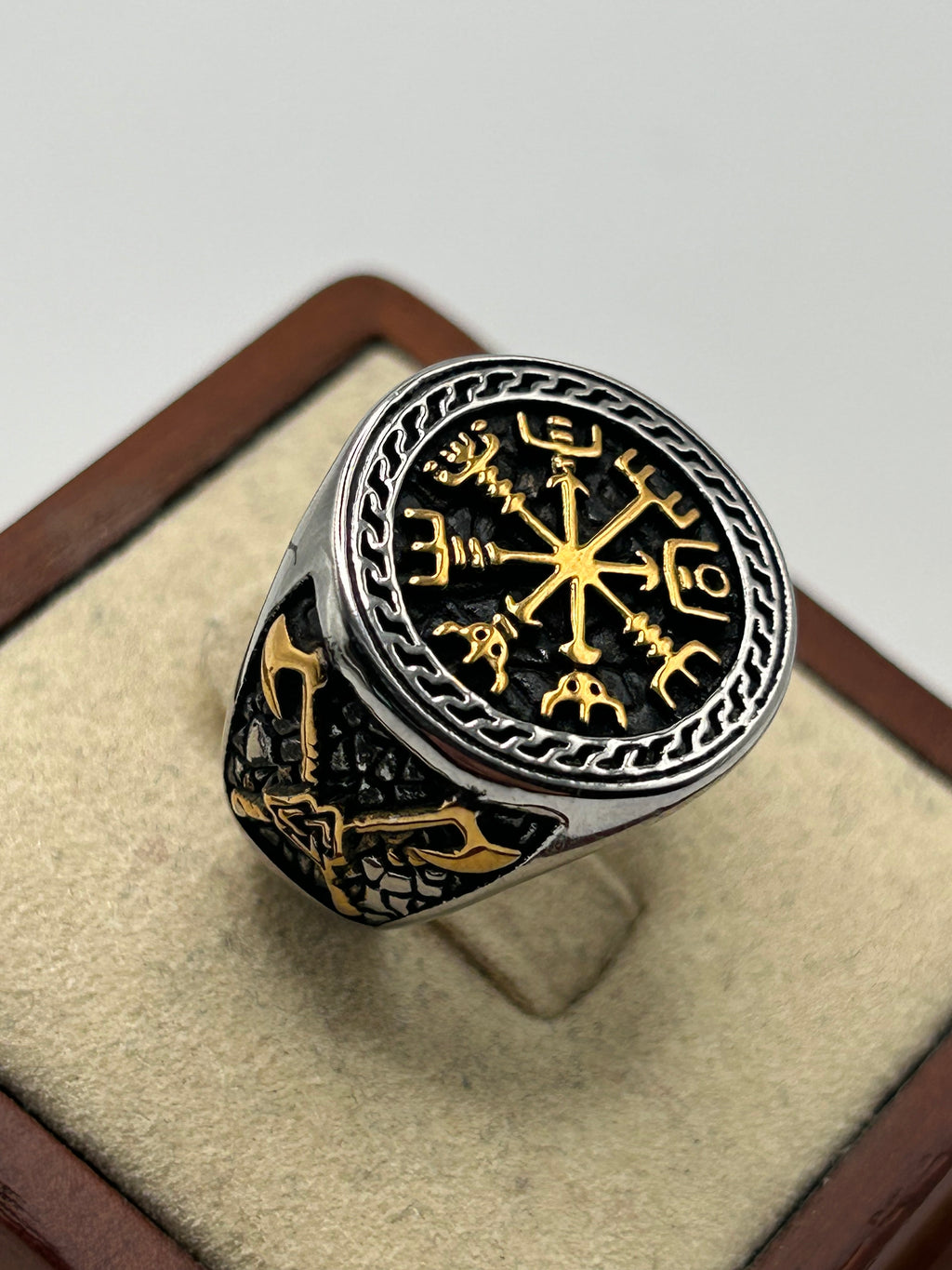 316L Stainless Steel Circle Vegvísir Ring - Relic Series