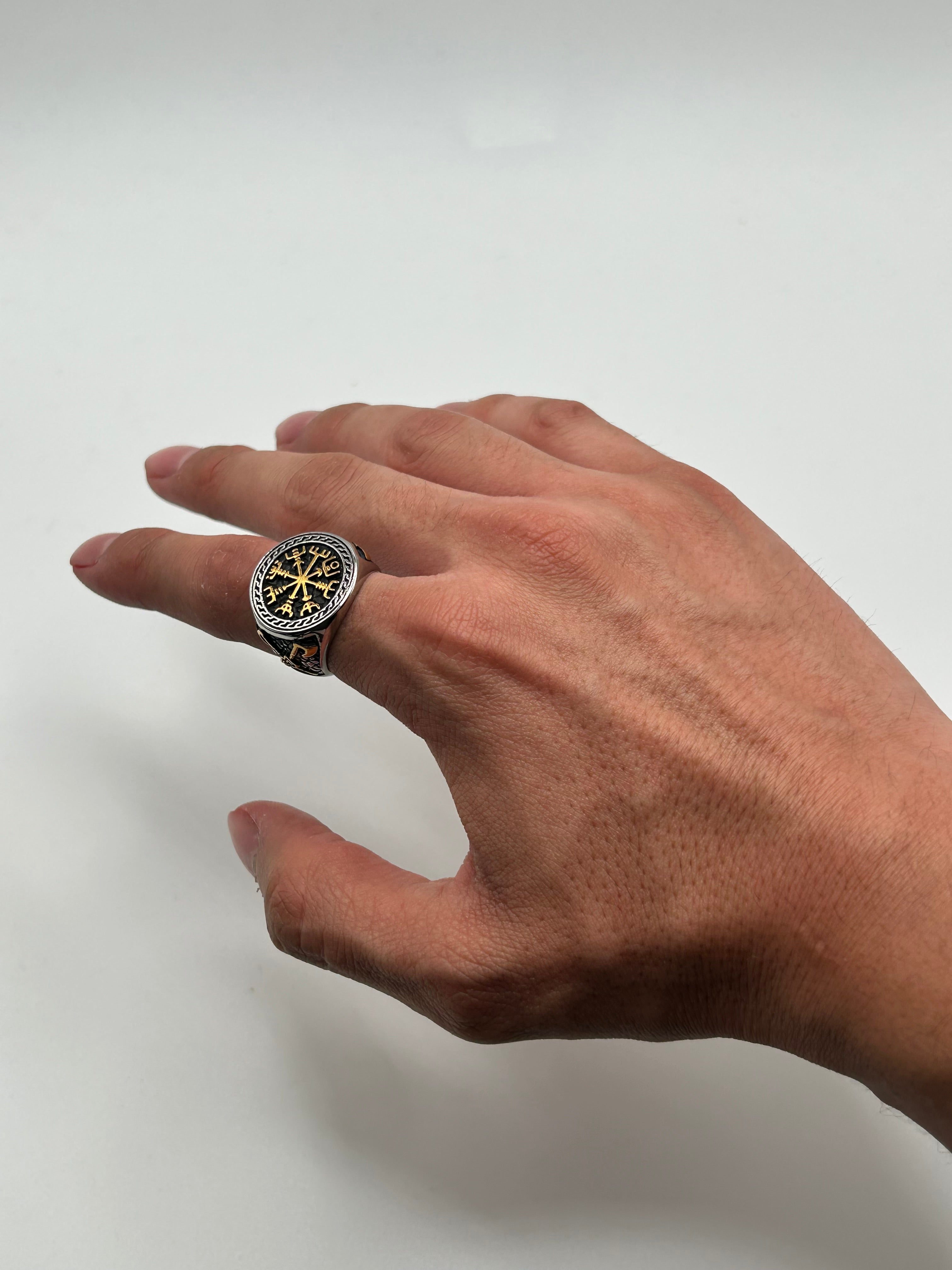 316L Stainless Steel Circle Vegvísir Ring - Relic Series