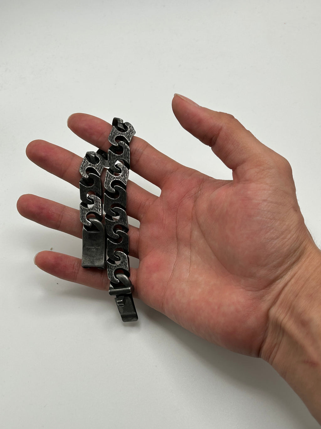 316L Stainless Steel Rough Puzzle Link Bracelet 13mm