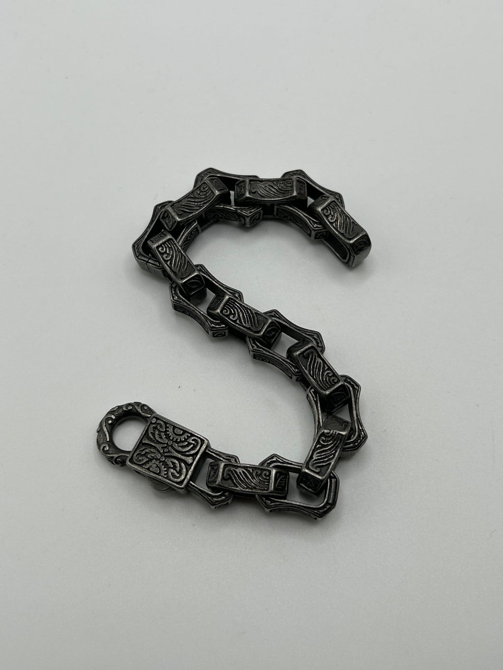 316L Stainless Steel Engraved Bar Link Bracelet - 13mm