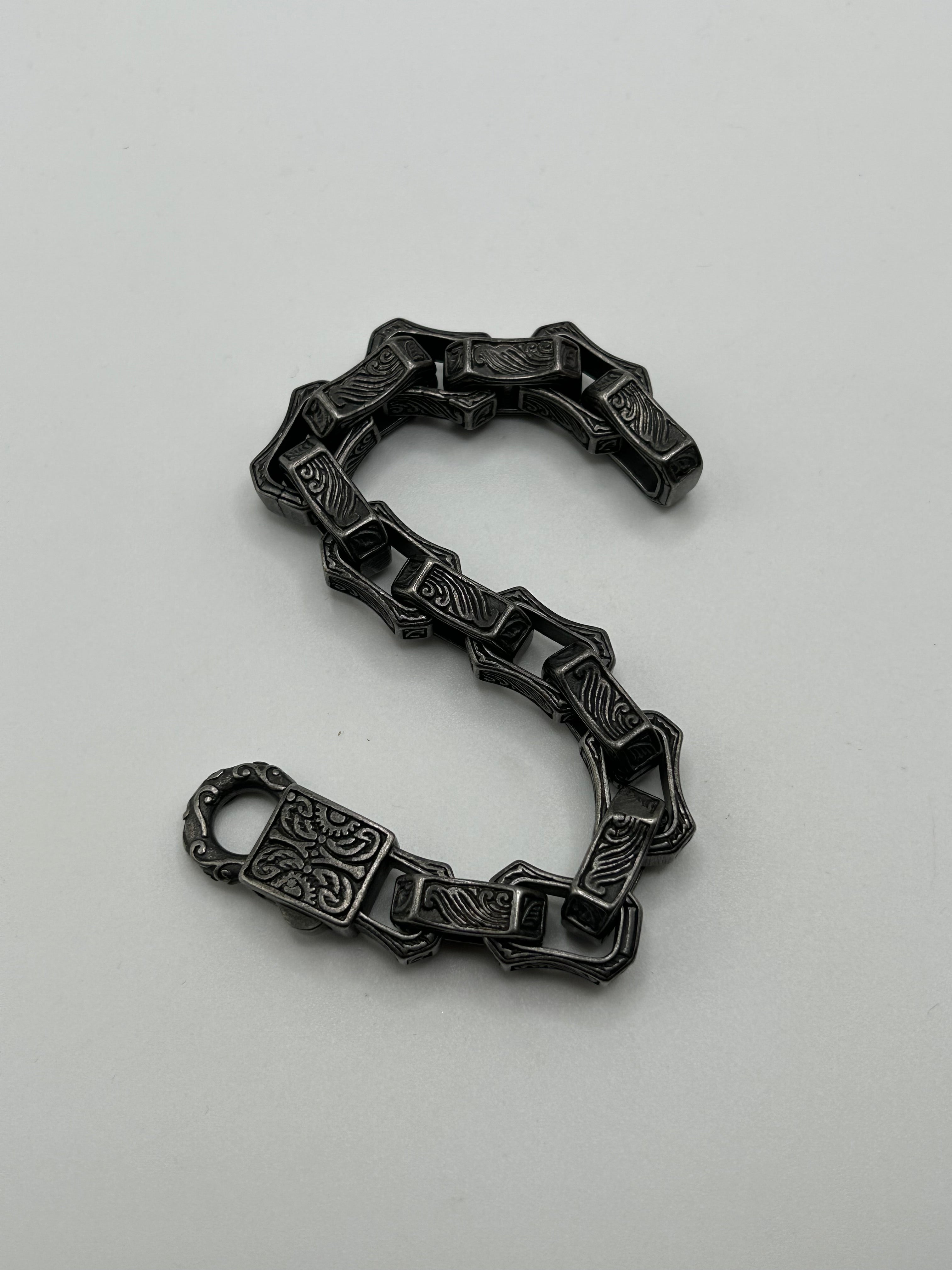 316L Stainless Steel Engraved Bar Link Bracelet - 13mm