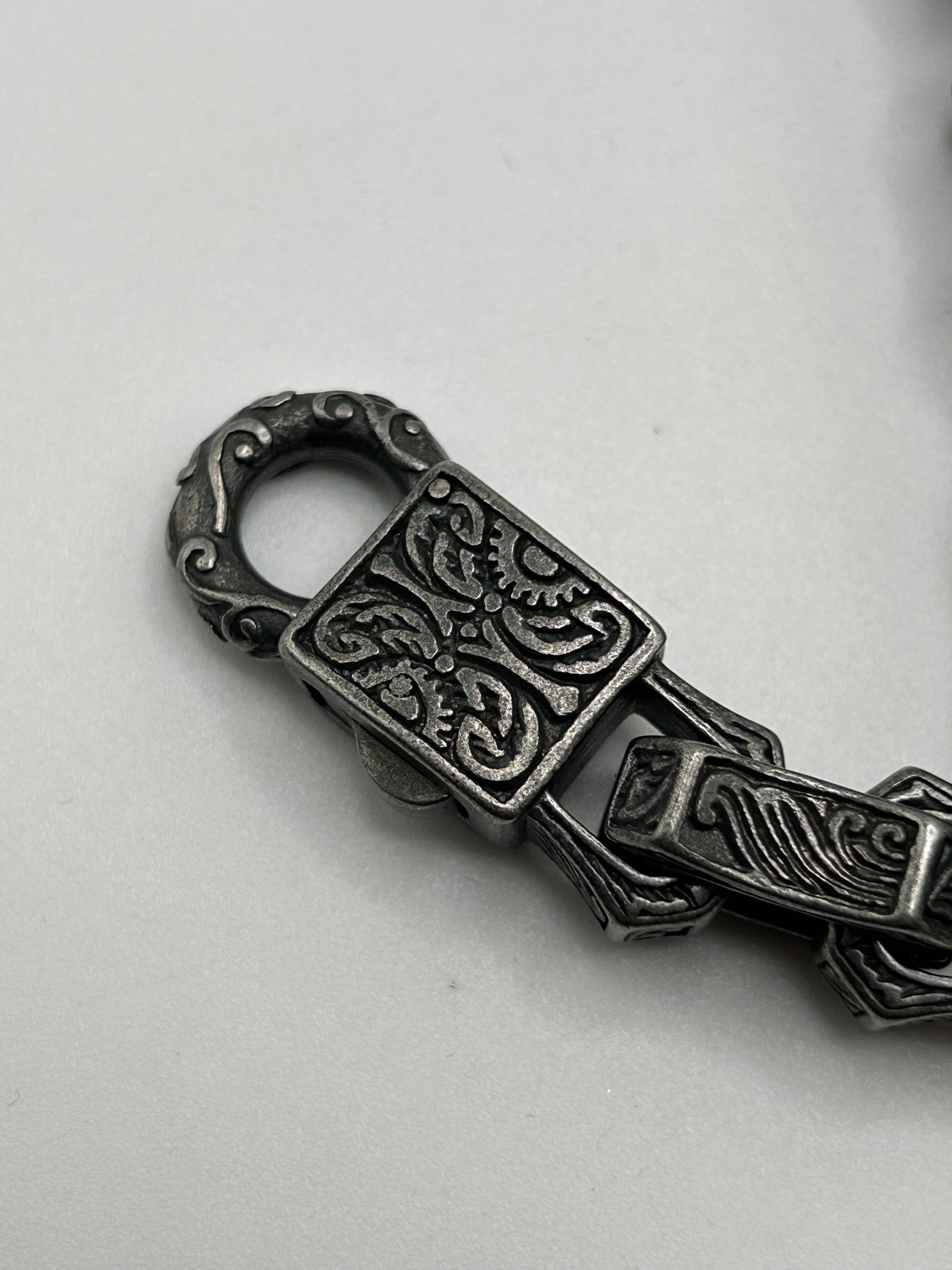 316L Stainless Steel Engraved Bar Link Bracelet - 13mm
