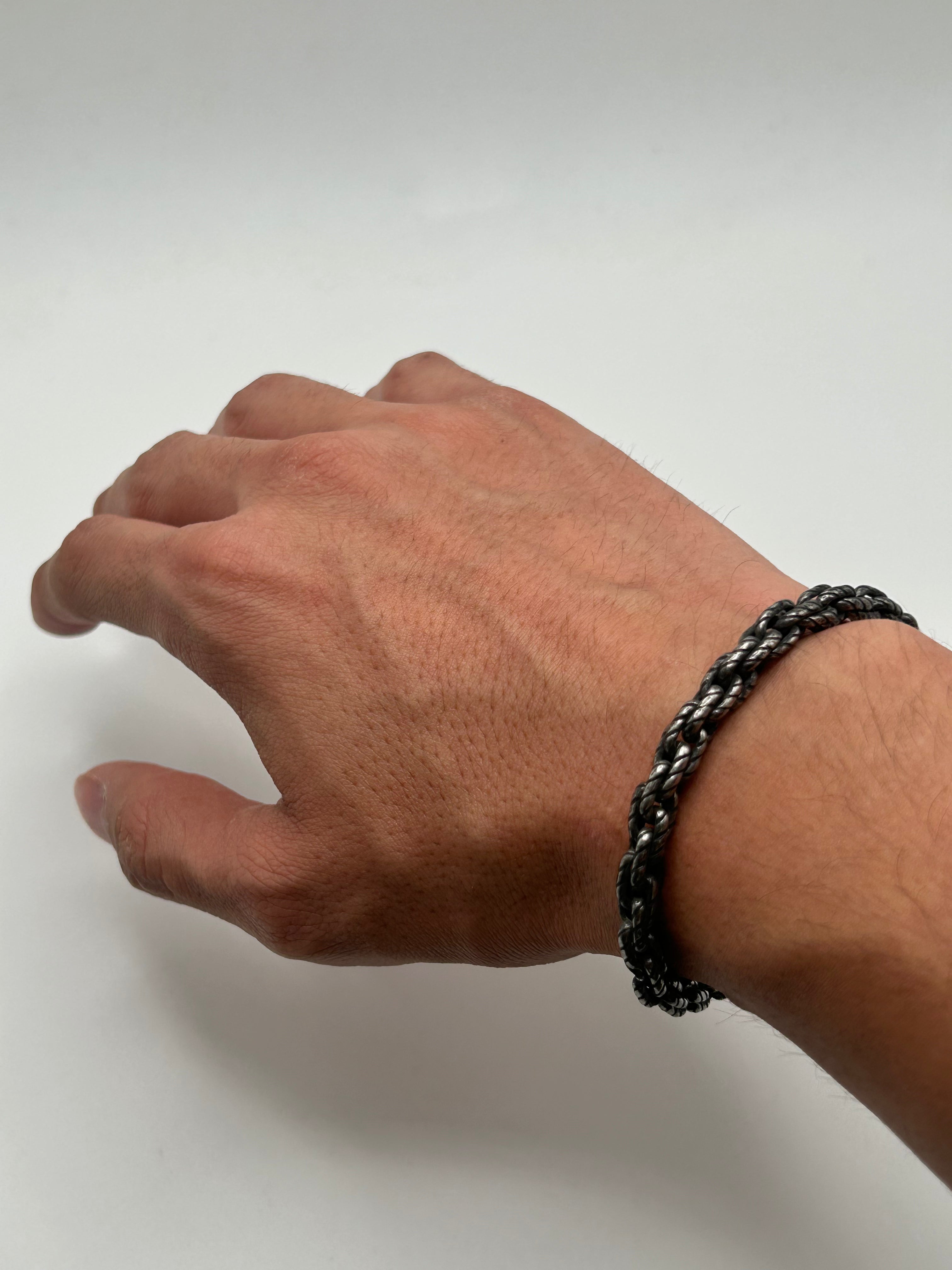 316L Stainless Steel Adjustable Cut Rope Bracelet - 6mm