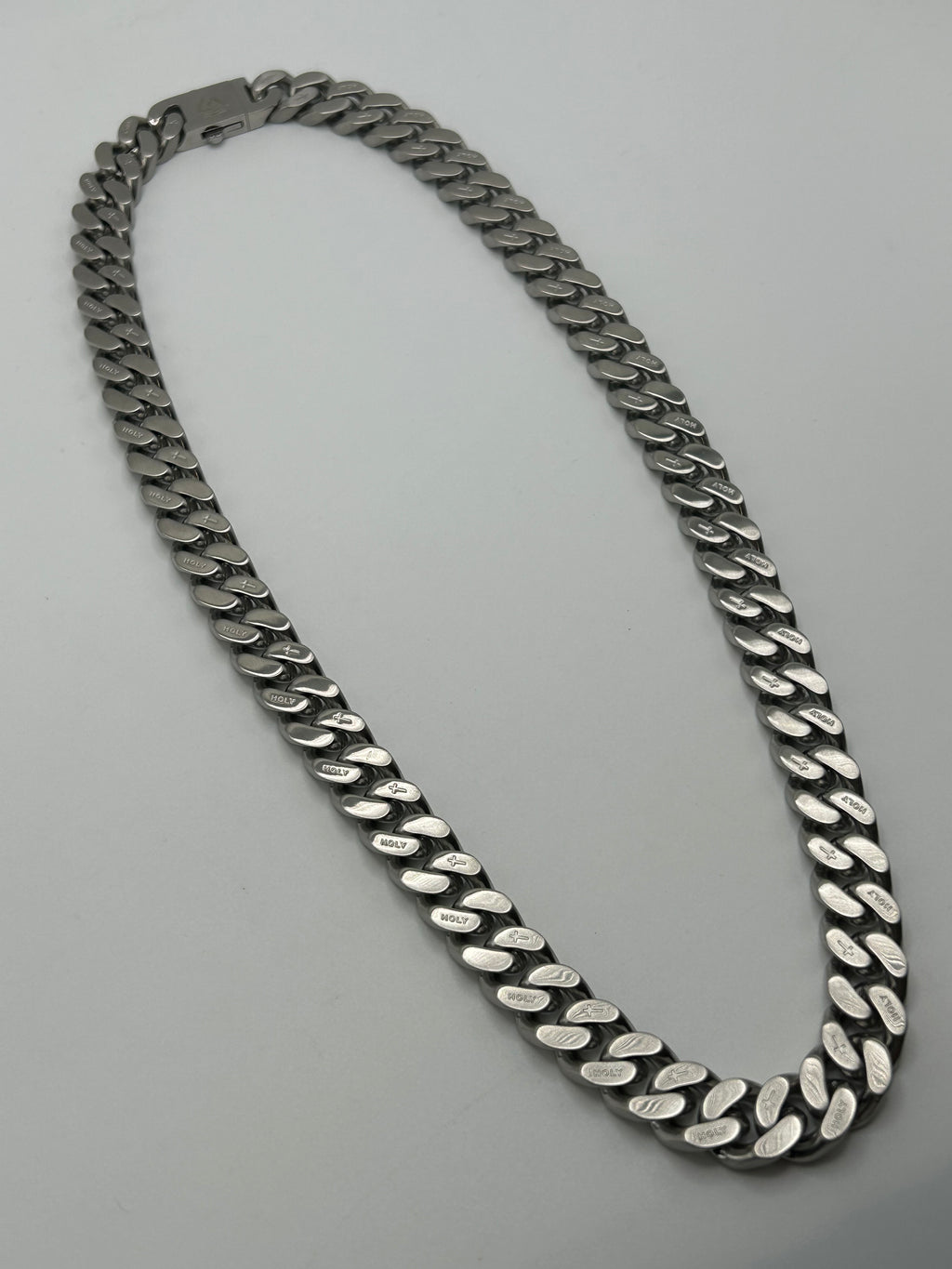 316L Stainless Steel Carved Cross Cuban Link Chain 13mm - 200+ Gram Reserve