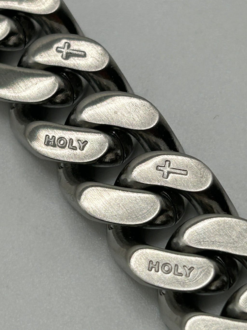 316L Stainless Steel Carved Cross Cuban Link Chain 13mm - 200+ Gram Reserve