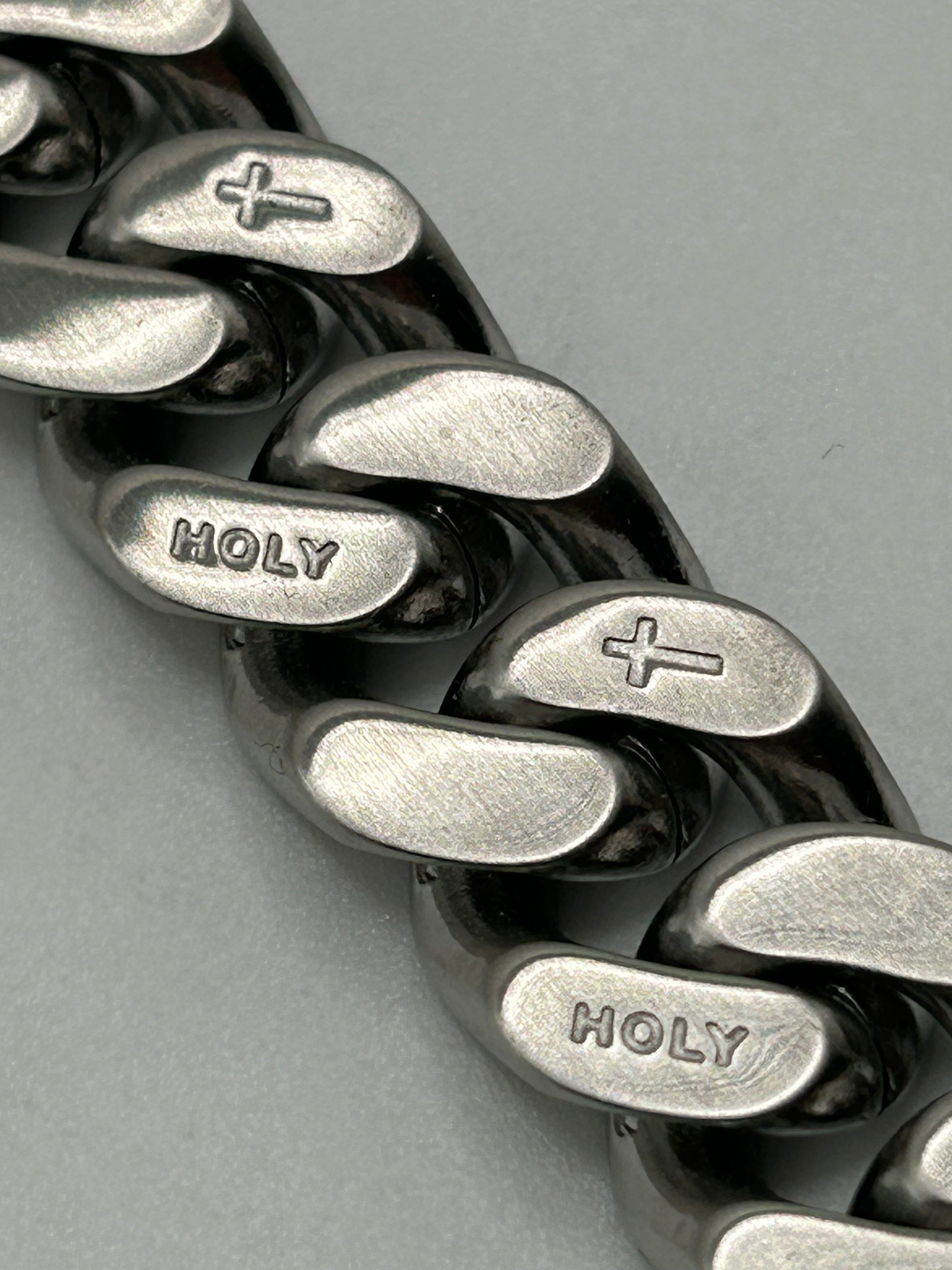 316L Stainless Steel Carved Cross Cuban Link Chain 13mm - 200+ Gram Reserve