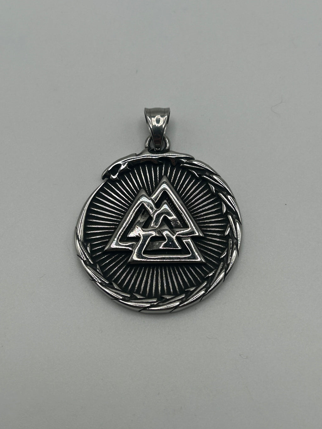 316L Stainless Steel Circle Valknut Pendant - Relic Series