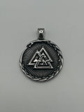 316L Stainless Steel Circle Valknut Pendant - Relic Series