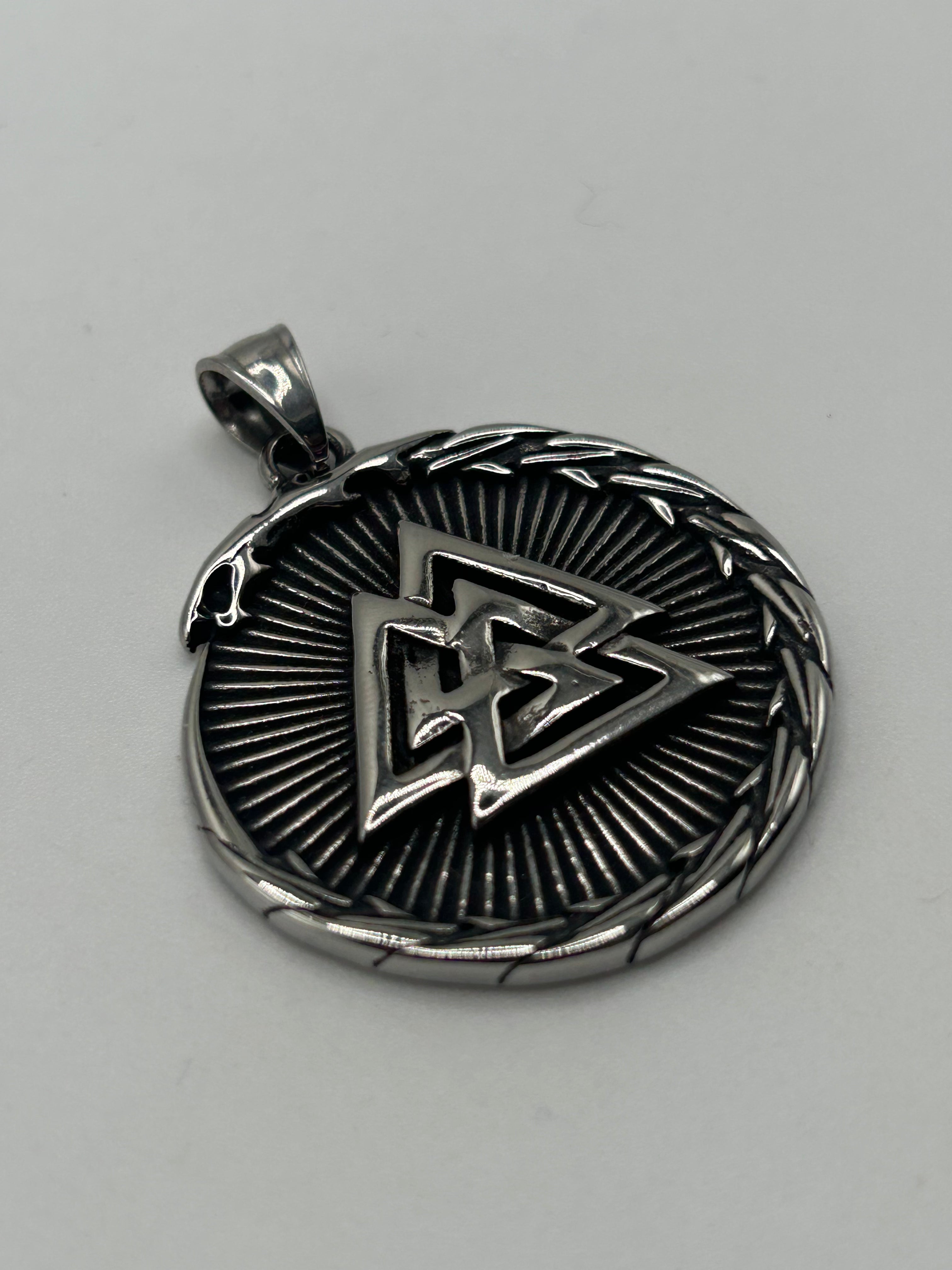 316L Stainless Steel Circle Valknut Pendant - Relic Series